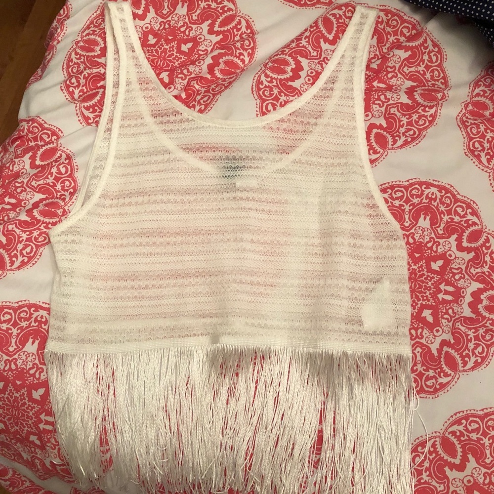 White fringe top